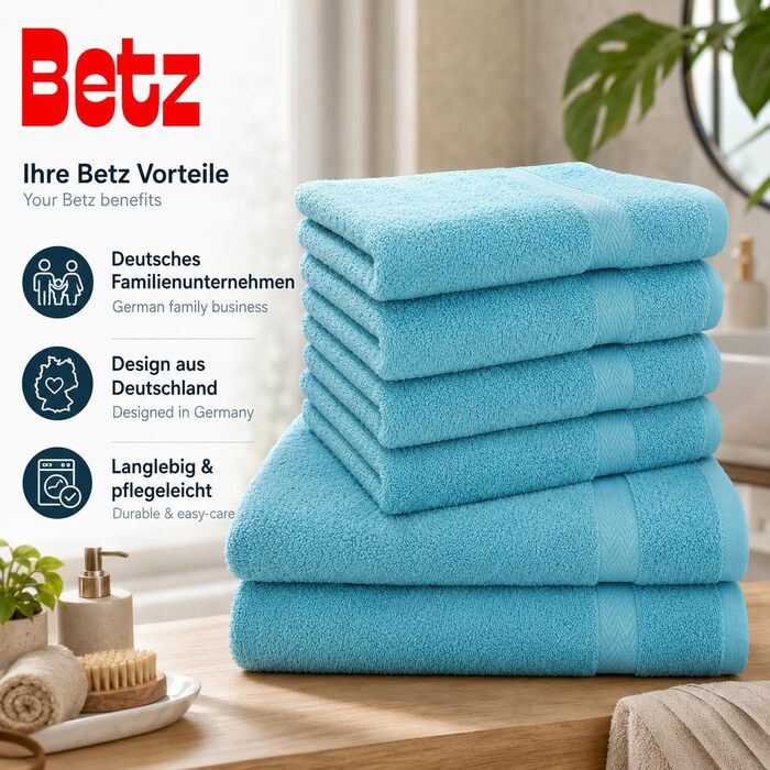 Набір махрових рушників Betz Premium 6 шт. (4 шт. 50x100 см, 2 шт. 70x140 см), 100% бавовна, колір Ocean — для ванної та гостей