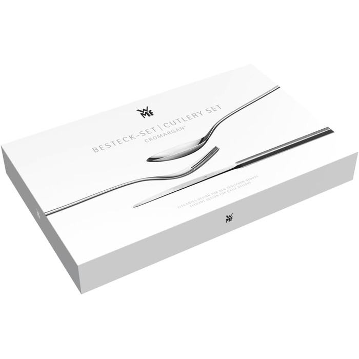 WMF Sitello Cutlery Set, 6 Persons, Cromargan, 30-Piece Dinner Cutlery Set, Monobloc Knives, Cromargan Stainless Steel Polished, Hammered, Ergonomic, Glossy, Dishwasher-Safe, Silver