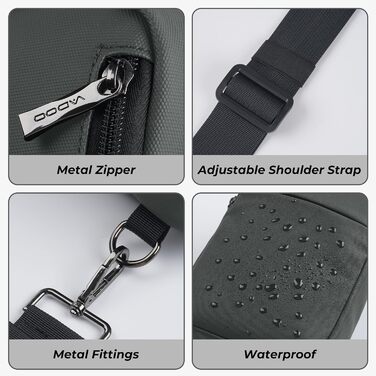 Сумка на груди Broadream: водонепроникна, RFID-захист, для туризму та спорту (сірий)