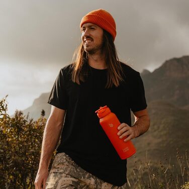 BOTTLE BOTTLE Insulated Water Bottle with Straw, Sports Stainless Steel Water Bottle with Handle Lid, Outdoor Sports Bottle for Pills, 1L (White) (Orangered)