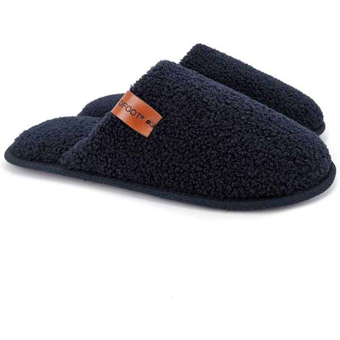 Жіночі теплі пухнасті домашні тапочки Ofoot з піною з пам'яті, антиковзка підошва, 41/42 EU, Navy Blue