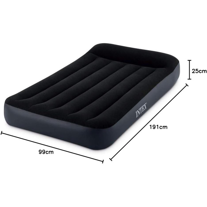 Матрац надувний Intex Dura Beam Pillow Rest King 182x203x25 см, чорний. Без насоса, Fiber Tech