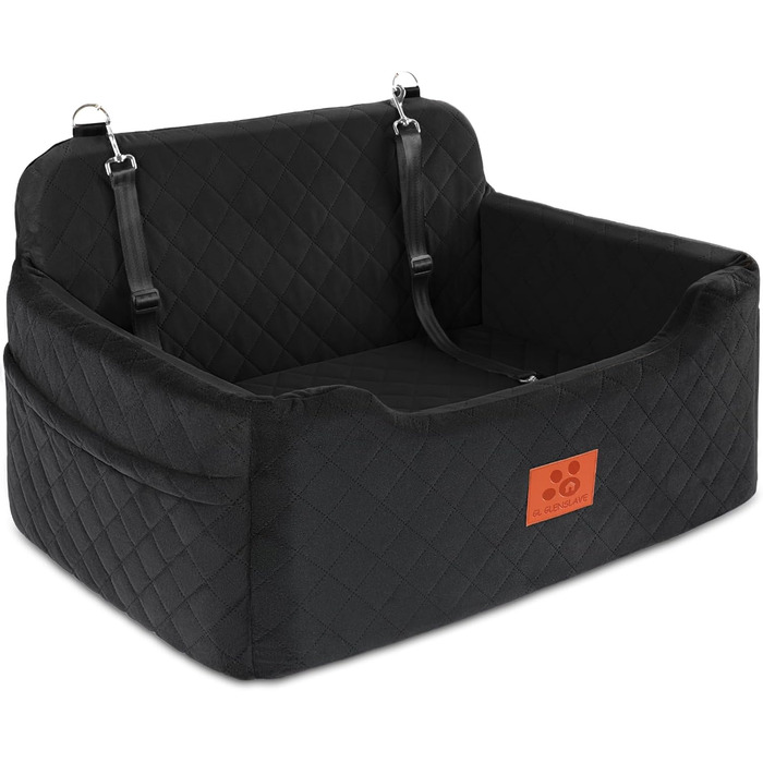 GL GLENSLAVE Dog Car Seat - Large & Medium Dogs, Up to 22kg/2 Small Dogs - Removable & Washable Pet Car Seat (Black)