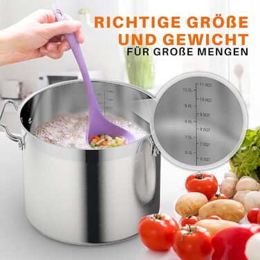 NutriChef Каструля з нержавіючої сталі 18/8, 11 л, для супів та рагу, з кришкою, для індукції, посудомийна машина