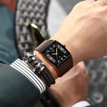 Годинник чоловічий NIBOSI - годинник для чоловіків, кварцовий, аналоговий, водонепроникний, з датою, коричневий, з міцним браслетом з нержавіючої сталі