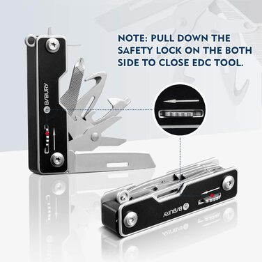 Мультитул BIBURY з нержавіючої сталі, багатофункціональний: викрутка, ніж, відкривачка, карабін. Ідеальний для кемпінгу, ремонту, подарунок для чоловіків (Чорний)