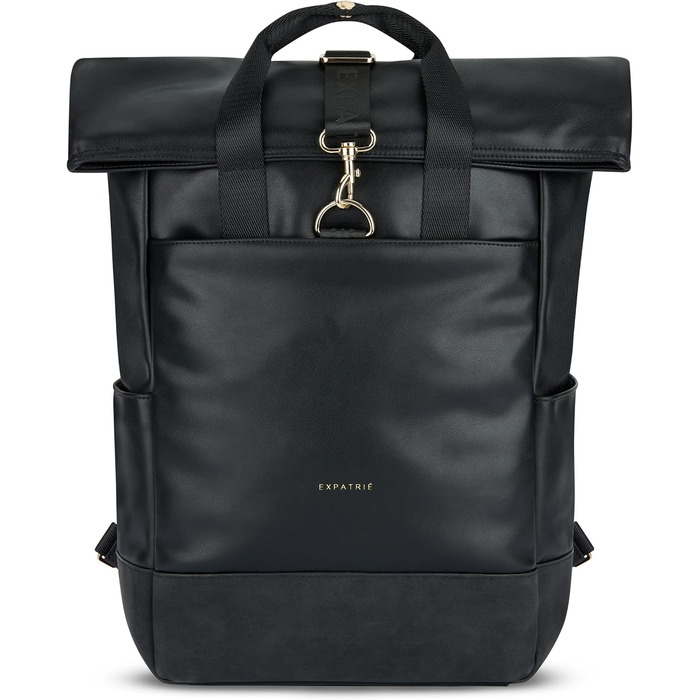 Жіночий рюкзак Expatrié Adele Rolltop: елегантний рюкзак для університету, велосипеда та роботи. Водовідштовхуючий, чорний, для ноутбука.