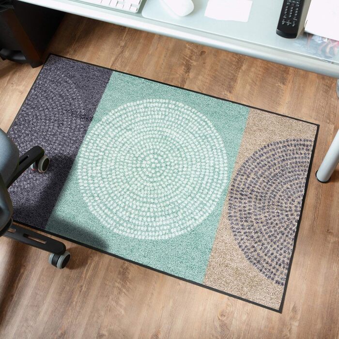 Килимок для входу Salonloewe Nestor 50x75 см, сіро-м'ятний, прямокутний, миючий
