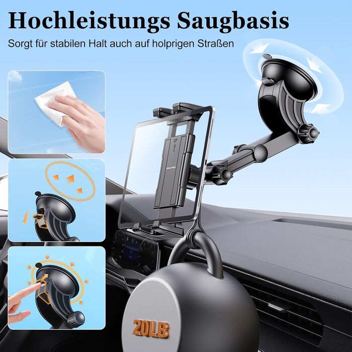 Тримач для планшета в авто OHLPRO: універсальний, для iPad, Galaxy Tab, Switch, 5-13 дюймів