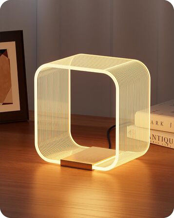 LED настільна лампа EDISHINE: сучасна лампа для спальні та вітальні, золота, з лазерним різьбленням, акрил, алюміній, 3000K, 4W