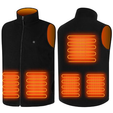 Обогревна жилетка TOUVE для чоловіків та жінок, електрожилетка з поларфлісу, 5 зон обігріву, 3 режими температури, чорний, 2025 (без Powerbank)