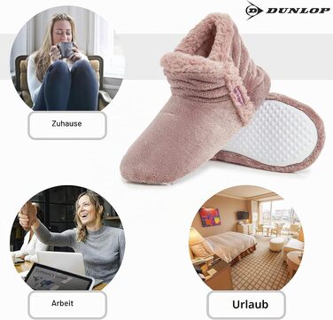 Жіночі зимові капці-чоботики DUNLOP з ефектом пам'яті (Memory Foam), плюшеві теплі та протиковзкі домашні та вуличні тапочки, ніжно-рожеві, розмір 40 EU