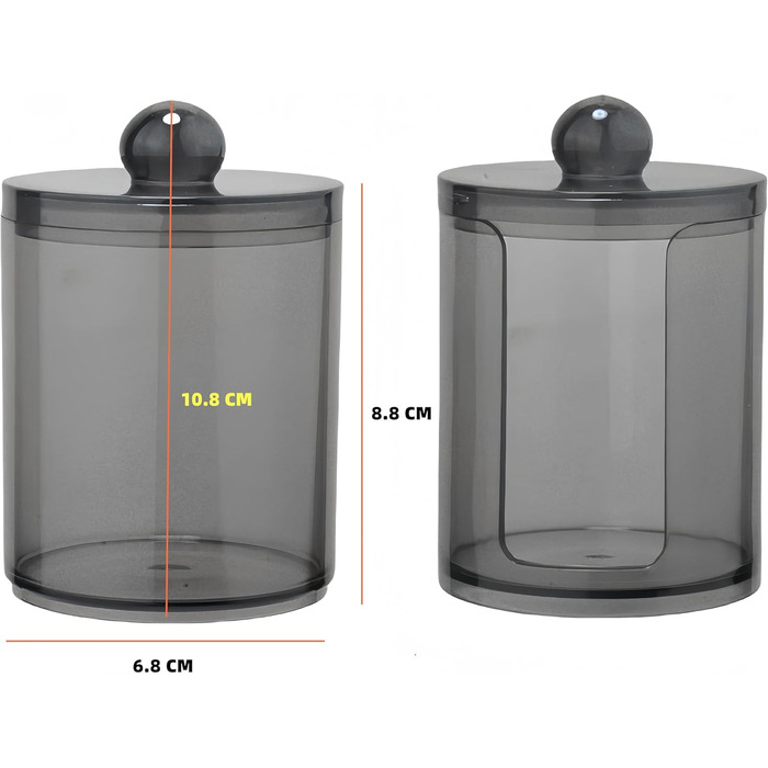 Диспенсер для ватних паличок та дисків з PET пластику, чорний. Організатор для косметики, ватних дисків, ватних паличок (Q-tips) для ванної, спальні, туалетного столика