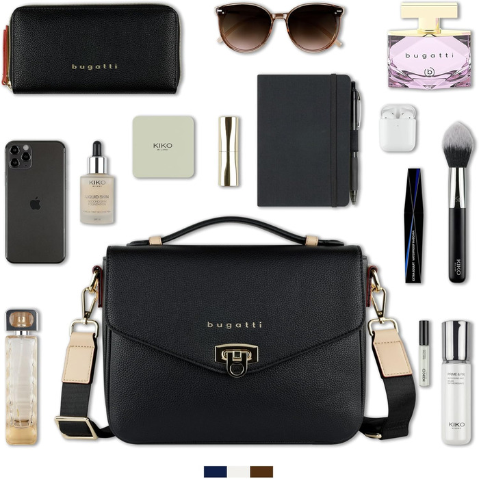 Сумка Bugatti Ella Classic чорна для жінок з екошкіри через плече та з ручками