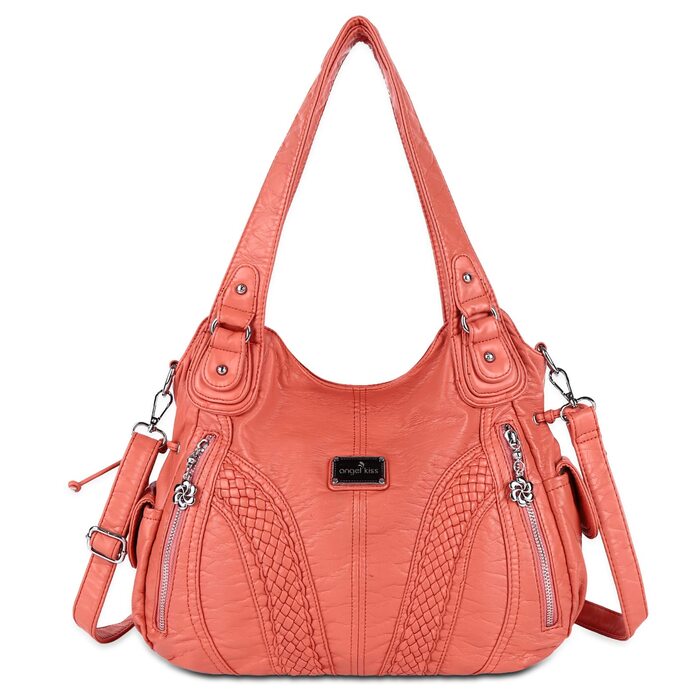 Сумка жіноча AngelKiss через плече, водонепроникна PU шкіра, коралова - багатофункціональна сумка-месенджер