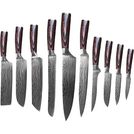 Набір кухонних ножів Gustrug 8 предметів з нержавіючої сталі, гострі ножі з ергономічною ручкою, подарункова коробка, для дому та ресторану