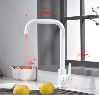Кухонний змішувач IBERGRIF M22105A, однолеверний, матовий, білий