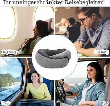 Подушка для подорожей Nappy Dreamjoy з Memory Foam, сірого кольору, для авто, поїздів та літаків, A3 H669-3