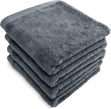 Рушники Herzbach Home Premium, 50 x 100 см, 4 шт. – Набір преміум-якості, 100% бавовна, антрацит