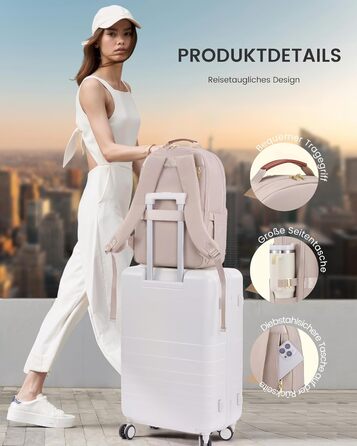 LOVEVOOK Рюкзак для ноутбука, водонепроникний, 15.6 дюймів, для роботи, школи, підлітка, велика пляшка води, елегантний, для роботи, навчання, подорожей, 15.6' (17', абрикозово-коричневий)