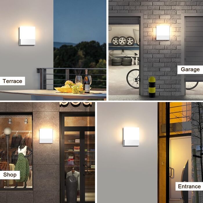 LED вуличні/внутрішні настінні світильники Kingwen 4 шт., 20W, регульований кут розсіювання, тепле біле світло 3000K, IP65, чорний колір