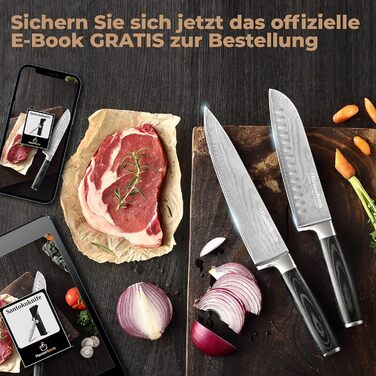 Нож Сантоку з дамаської сталі FlavourBomb | 18 см | Кухонний ніж для професіоналів | Дамаська сталь, ручка Micarta + безкоштовна електронна книга