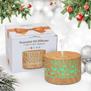 Аромадифузор Hianjoo 700мл з таймером, ультразвуковий, LED, 7 кольорів, для офісу, йоги, спа, спальні - світле дерево