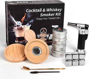 RoseFlower Cocktail Smoker Set, Nostalgie Smoker Set for Whiskey, Drinks, Bourbon, Steak, Fish and Cheese – Infused Smoke for Drinks and Food – House/Garden/Grill - Father's Day Gift (#1)