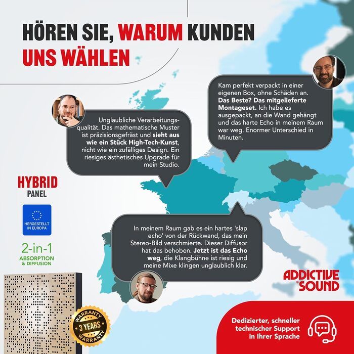 Акустична панель Addictive Sound Binary Diffuser Hybrid: гібридний дифузор та абсорбер (бінарний алгоритм 250-9300 Гц), дерево, 120x60x11,5 см, коричневий