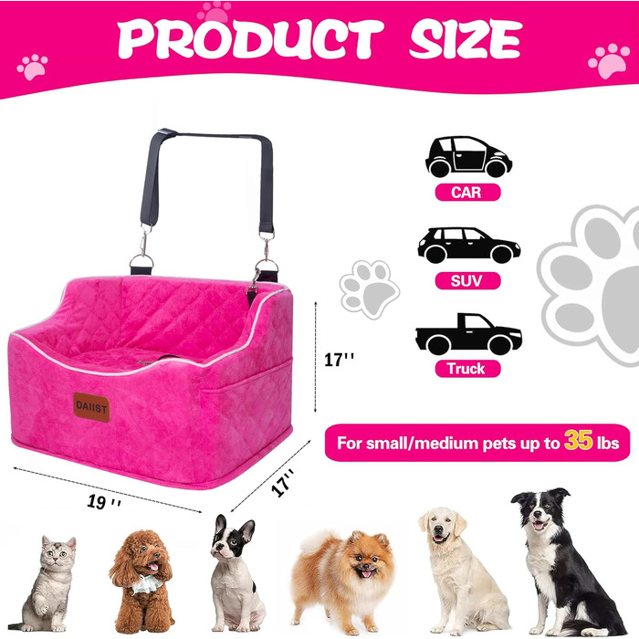 Автокрісло для собак - підняття для собак малого та середнього розміру (до 15,9 кг), знімний, миючий, з кишенями, оранжевий, універсальний розмір