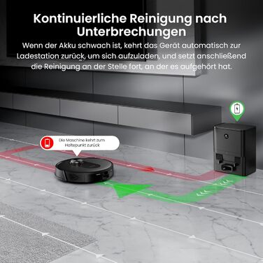 Робот-пилосос Proscenic Q8 Max+ з функцією миття, 8000Pa, 200 хвилин роботи, 3L пилозбірник, Lidar-навігація, уникнення перешкод, керування через додаток та голосове управління, для твердих поверхонь та килимів