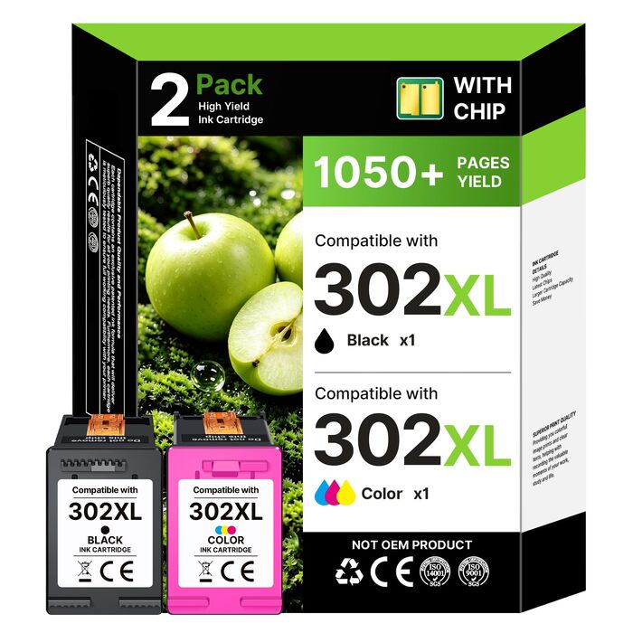 Картриджі 302XL для принтерів HP DeskJet, Envy, OfficeJet (чорний та кольоровий), набір 2 шт. — Замінник HP 302 XL