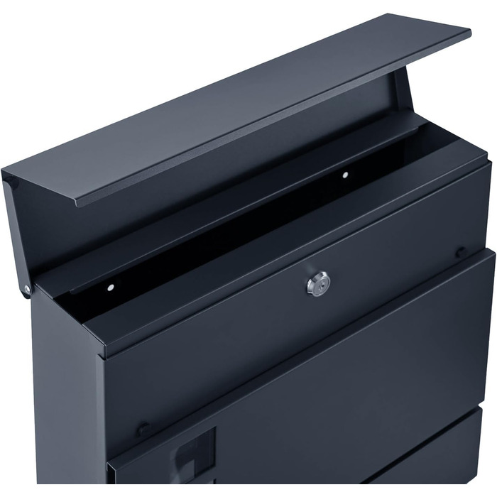 Поштовий ящик Zedelmaier з нержавіючої сталі, індивідуальне гравіювання, з газетницею, замком та 2 ключами, антрацит 33x31x10 см