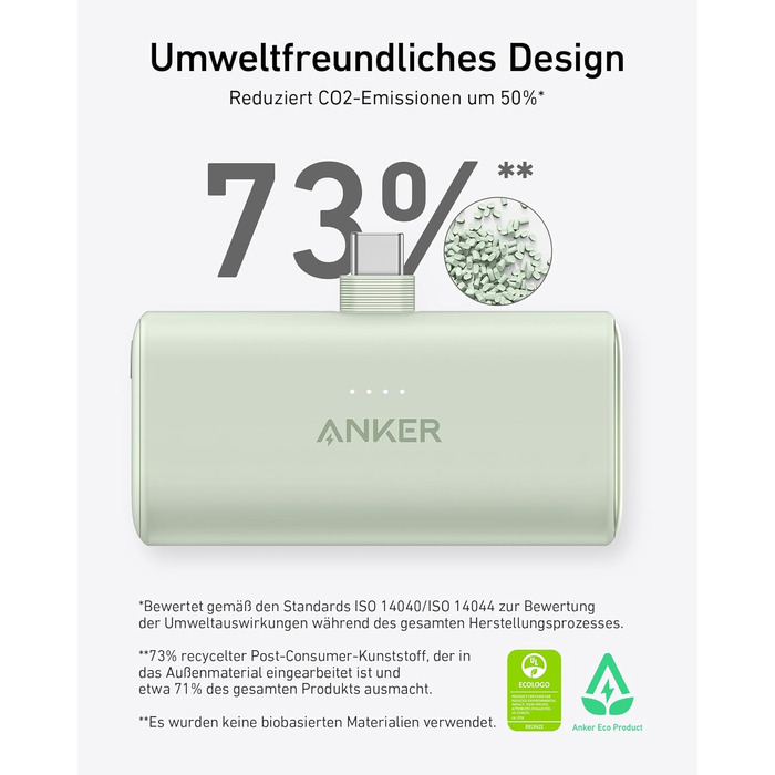 Powerbank Anker Nano 5000mAh 22.5W з USB-C, сумісний з iPhone, Galaxy, Huawei, iPad, AirPods (Білий)