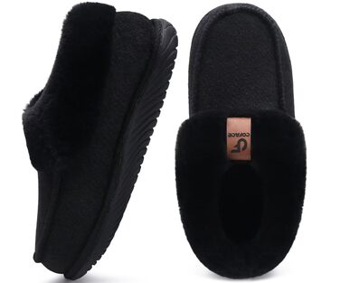 COFACE Чобітки для дому жіночі, теплі, з м'якою підкладкою, зимові, чорні (44 EU)