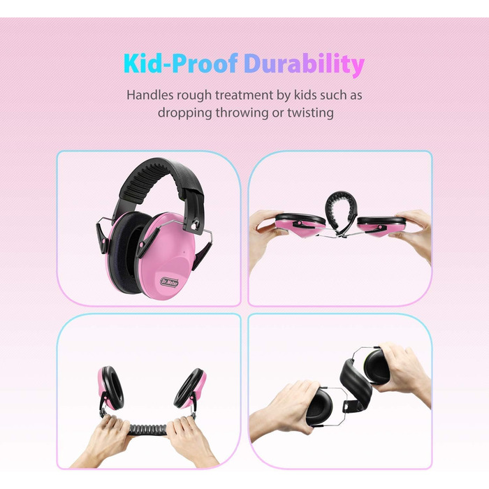 Навушники для захисту від шуму Dr.meter для дітей - пасивні навушники для школи, навчання, сну, автозму, гри на барабанах (зелені, рожеві, блакитні)