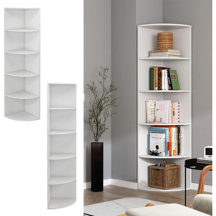 Кутова книжкова полиця Vicco Fabienne, біла, 30x60 см, 3 секції (5 секцій)