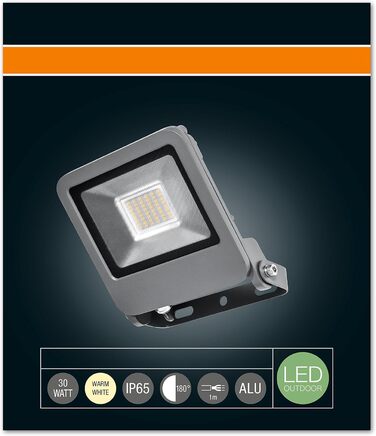 Світлодіодний прожектор Osram Endura Flood для вулиці, тепле біле світло, 30 Вт, 226x201x37 мм