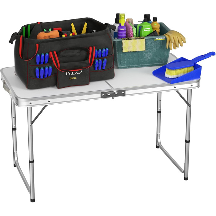 Складний алюмінієвий стіл для пікніка, кемпінгу, саду та вечірок 120x60x70 см, регульована висота