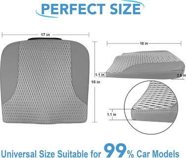 Подушка для сидіння в авто з Memory Foam для спини та куприка, шкіряна, 4D сітка, темно-сіра