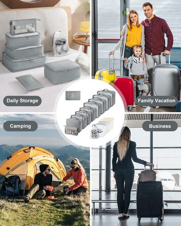 Набір органайзерів для валізи 18 шт, водонепроникні Packing Cubes, сірий - багатофункціональні тревел-органайзери для подорожей з чохлами для одягу