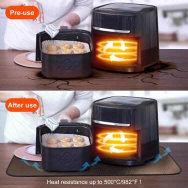 Термостійкий килимок | Силіконовий килимок для захисту від вогню | Килимок під фритюрницю | Килимок під кавоварку | Нековзний, вологостійкий (Коричневий, 40 x 60 см)