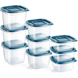 Контейнери для їжі EFISH 20 шт. Прямокутні, пластикові, з кришкою, 500 мл. Набір для школи, роботи та подорожей