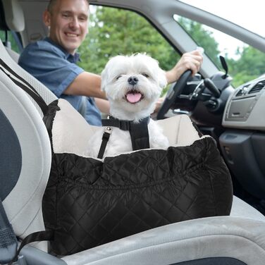 Автокрісло для собак Eikuavons - чорне, 47x47x21 см, з кишенями та шнуром для прив'язування