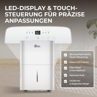 Зволожувач повітря Kältebringer - LED дисплей, Wi-Fi, керування через додаток, тихий та енергоефективний, захист від вологи та плісняви (20L)