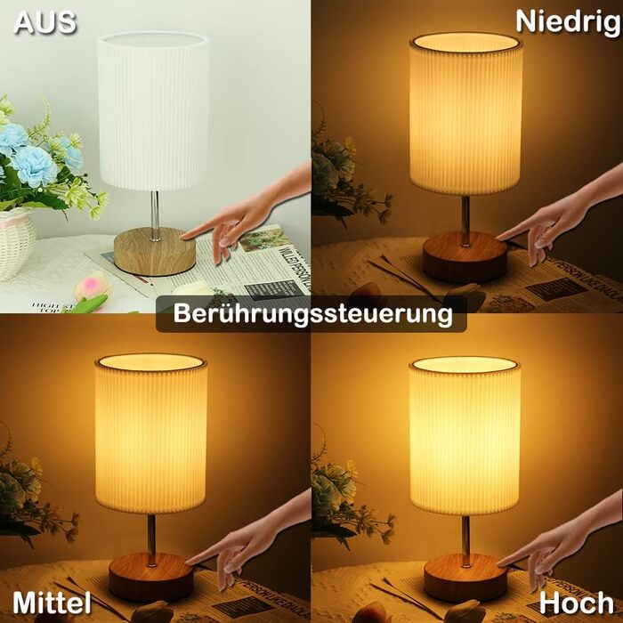Торшер на тумбочку з сенсорним керуванням, диммування, 3 режими яскравості, мінімалістичний, для читання, циліндричний, 1 шт.