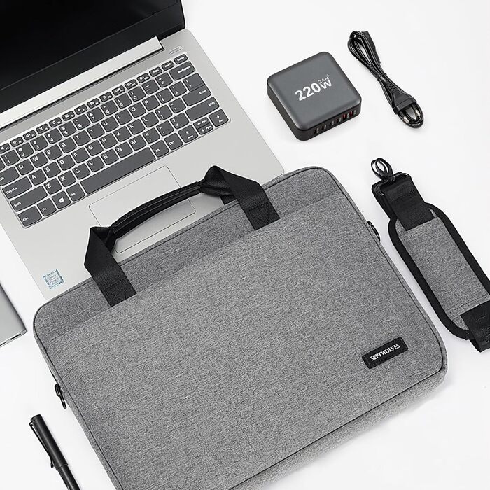 Зарядний пристрій USB C 220W, 6 портів GaN III, швидка зарядка PD + QC для iPhone, Samsung, iPad, MacBook Pro, Dell – Чорний + Кабель USB C 100W 1.5м