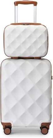 Чемодан British Traveller Mittelgroßer, 64x43x26.5 см, ABS+PC, TSA-замок, 4 колеса, Кремовий (2 шт.)