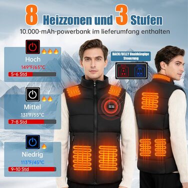 Обогреваемый жилет для мужчин и женщин с Powerbank 10000mAh, 3 режима температуры, для охоты, рыбалки, мотоцикла