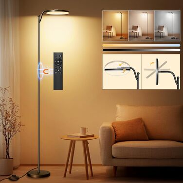 LED-стельовий світильник HANDSONIC 32W, 183 см, 3000 люмен, диммування, пам'ять, 2700K-6500K, таймер, пульт, для спальні, офісу, чорний